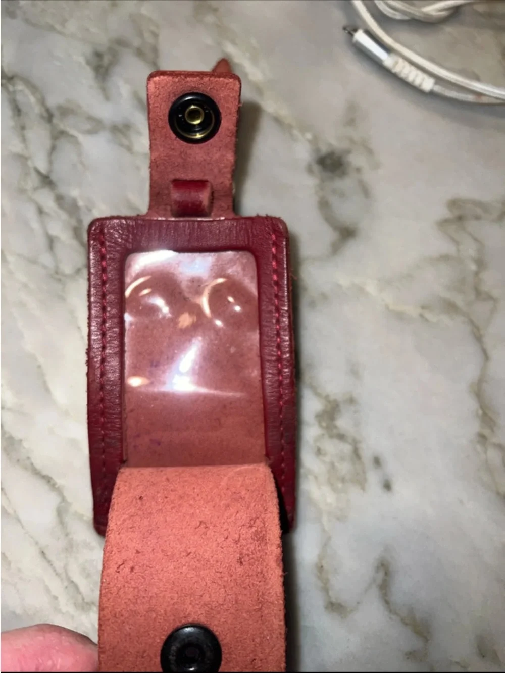 Tumi Burgandy Leather ID Luggage Tag with Silver Logo